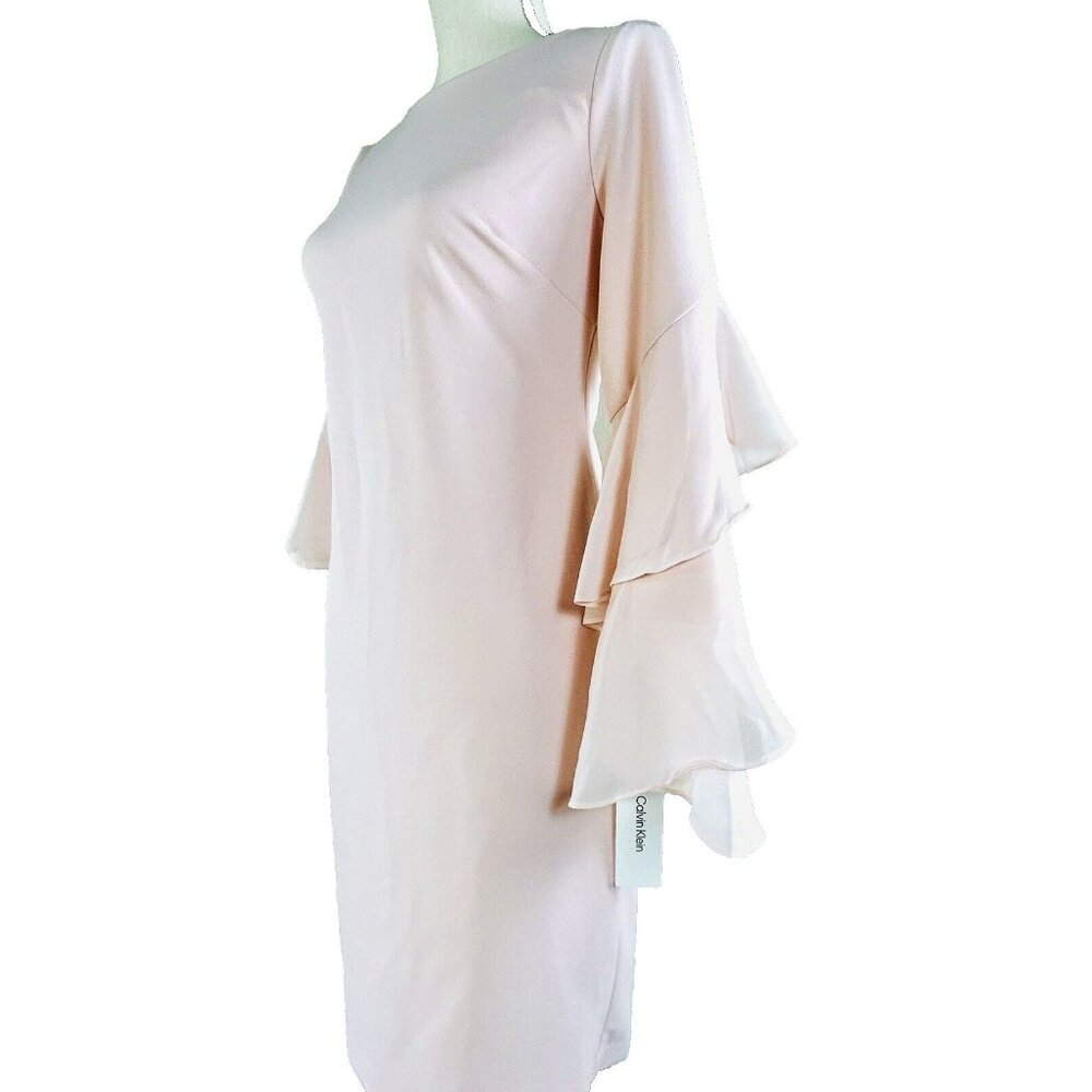 Calvin Klein Evening Dress Ruffled Chiffon Sleeve Mother of Bride Formal 6 NWT